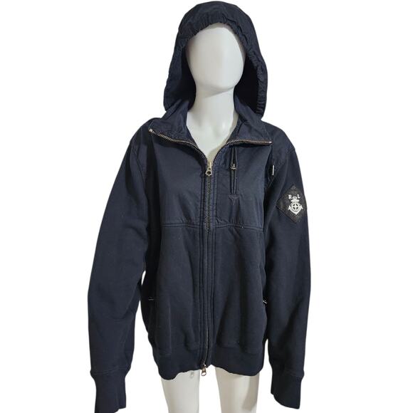Vintage Polo Ralph Lauren Jacket Mens Large Blue Zip-Up Naval Anchor Patch RL - Picture 3 of 9